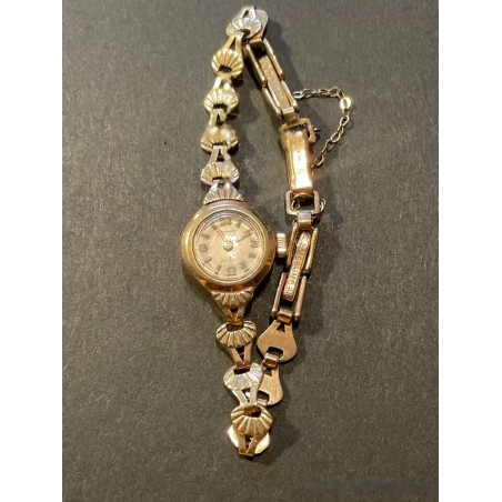 Reloj de Señora Vintage Rotary de Oro 9K - Pulsera de Eslabones Concha Marina