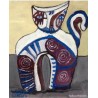 VLADIMIR KSIESKI (Londres, 1944). ”Gato gordo II”. Óleo sobre cartón duro.