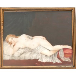 Venus Dormida sobre Marfilina - Miniatura Española Siglo XX - Técnica Mixta Clásica