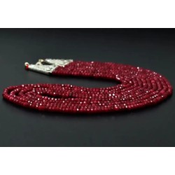 Collar de Rubí Natural Facetado 5 Vueltas 353 CT - Gargantilla Piedra Preciosa
