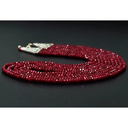 Collar de Rubí Natural Facetado 5 Vueltas 353 CT - Gargantilla Piedra Preciosa