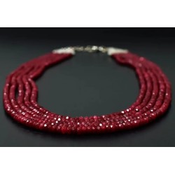 Collar de Rubí Natural Facetado 5 Vueltas 353 CT - Gargantilla Piedra Preciosa