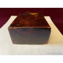 Caja Antigua de Madera con Placas de Símil Carey - Joyero Vintage 12.5x8.5x5cm