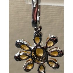 Conjunto de Plata con Citrinos Amarillos - Pendientes, Anillo y Colgante Floral