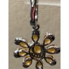 Conjunto de Plata con Citrinos Amarillos - Pendientes, Anillo y Colgante Floral