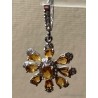 Conjunto de Plata con Citrinos Amarillos - Pendientes, Anillo y Colgante Floral