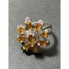 Conjunto de Plata con Citrinos Amarillos - Pendientes, Anillo y Colgante Floral