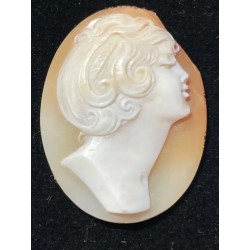 Camafeo en concha con relieve de perfil femenino clásico