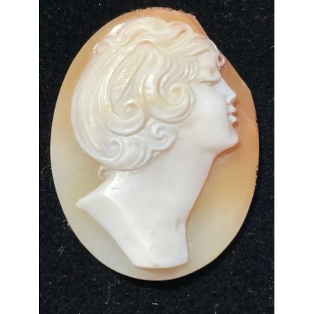 Camafeo en concha con relieve de perfil femenino clásico