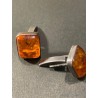 Gemelos de Plata con Ámbar Natural Báltico - Forma Cuadrada Elegante Vintage