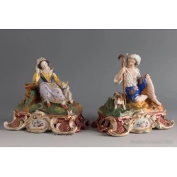 Grupo de porcelana centroeuropea, siglo XIX. ”Escena pastoril”.
