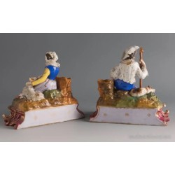 Grupo de porcelana centroeuropea, siglo XIX. ”Escena pastoril”.