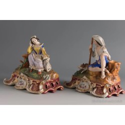 Grupo de porcelana centroeuropea, siglo XIX. ”Escena pastoril”.