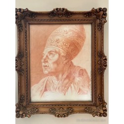 Sanguina de San Raimundo Escuela Española Siglo XIX - Retrato Religioso Enmarcado