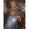 Óleo Niño Jesús Pasionario Siglo XVII - Pintura Religiosa Marco Dorado Antigua
