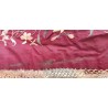 Mantón de Manila Antiguo Bordado Sobre Seda Granate - Flores y Flecos Vintage