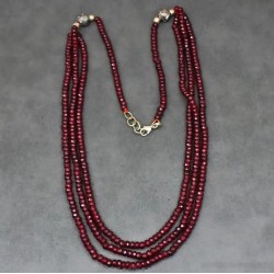 Collar Triple de Rubí Natural Facetado - Gargantilla 184CT Piedras Preciosas