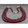Collar Triple de Rubí Natural Facetado - Gargantilla 184CT Piedras Preciosas