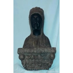Busto Antiguo Virgen de Montserrat - Escultura Terracota La Moreneta Años 50-60
