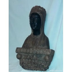 Busto Antiguo Virgen de Montserrat - Escultura Terracota La Moreneta Años 50-60