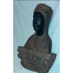 Busto Antiguo Virgen de Montserrat - Escultura Terracota La Moreneta Años 50-60