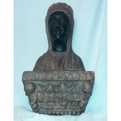 Busto Antiguo Virgen de Montserrat - Escultura Terracota La Moreneta Años 50-60