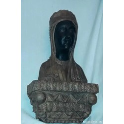 Busto Antiguo Virgen de Montserrat - Escultura Terracota La Moreneta Años 50-60