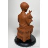 Escultura Terracota Niño con Perro - Figura Decorativa Vintage Siglo XX