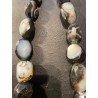Collar de Ágata Facetada - Piedras Naturales en Tonos Negro y Blanco Marmoleado