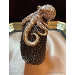 Brazalete Rígido con Pulpo Cristalizado - Joya Decorativa Exclusiva