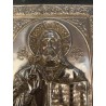 Icono Ortodoxo Cristo Pantocrator - Placa Repujada Plata Estilo Bizantino Antiguo