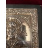 Icono Ortodoxo Cristo Pantocrator - Placa Repujada Plata Estilo Bizantino Antiguo