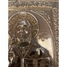 Icono Ortodoxo Cristo Pantocrator - Placa Repujada Plata Estilo Bizantino Antiguo