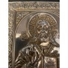 Icono Ortodoxo Cristo Pantocrator - Placa Repujada Plata Estilo Bizantino Antiguo