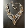 Gargantilla de Plata con Fósiles de Amonites y Ámbar - Joya Paleontológica Exclusiva