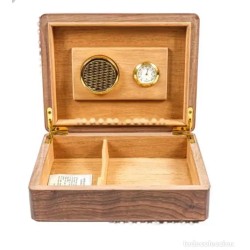 Humidor de Madera Vintage - Caja para Puros con Medidor de Humedad y Compartimentos