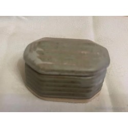 Caja Pequeña de Cerámica Artesanal Gris - Joyero Vintage Octogonal Rústico
