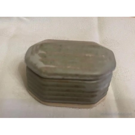 Caja Pequeña de Cerámica Artesanal Gris - Joyero Vintage Octogonal Rústico