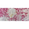 Mantón de Manila Rojo con Bordado Crema - Escenas Orientales y Motivos Florales