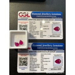 Pareja de Rubíes Naturales Talla Pera de 1,20 Quilates - Gemas Certificadas