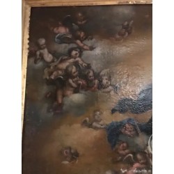 Óleo Antiguo de la Asunción de la Virgen Siglo XVII - Arte Religioso Barroco