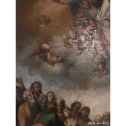 Óleo Antiguo de la Asunción de la Virgen Siglo XVII - Arte Religioso Barroco