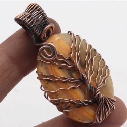 Colgante Árbol de la Vida en Jaspe Cebra - Piedra Natural con Alambre de Cobre