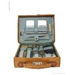 Elegante Maletín Vintage de Tocador - Cuero Auténtico Principios Siglo XX
