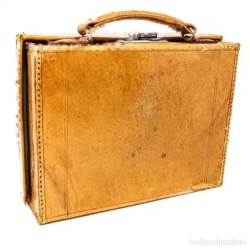 Elegante Maletín Vintage de Tocador - Cuero Auténtico Principios Siglo XX