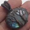Colgante Árbol de la Vida en Labradorita Azul - Piedra Natural con Destellos Iridiscentes
