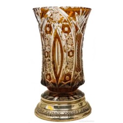 Jarrón Vintage de Cristal Ámbar - Pieza de Colección con Base de Plata de los Años 40
