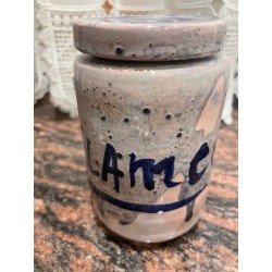 Conjunto de Tres Tarros Artesanales de Cerámica con Decoración Azul - Pieza Única