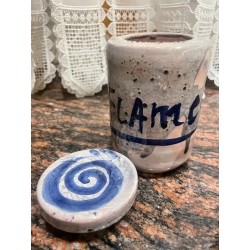 Conjunto de Tres Tarros Artesanales de Cerámica con Decoración Azul - Pieza Única