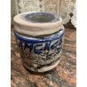 Conjunto de Tres Tarros Artesanales de Cerámica con Decoración Azul - Pieza Única